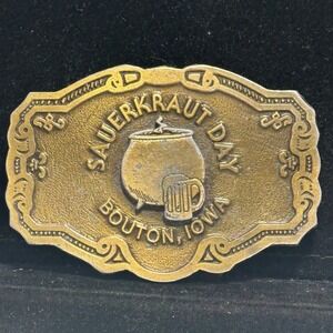 Vintage Sauerkraut Day Bouton Iowa Crock German Heritage Festival Belt Buckle